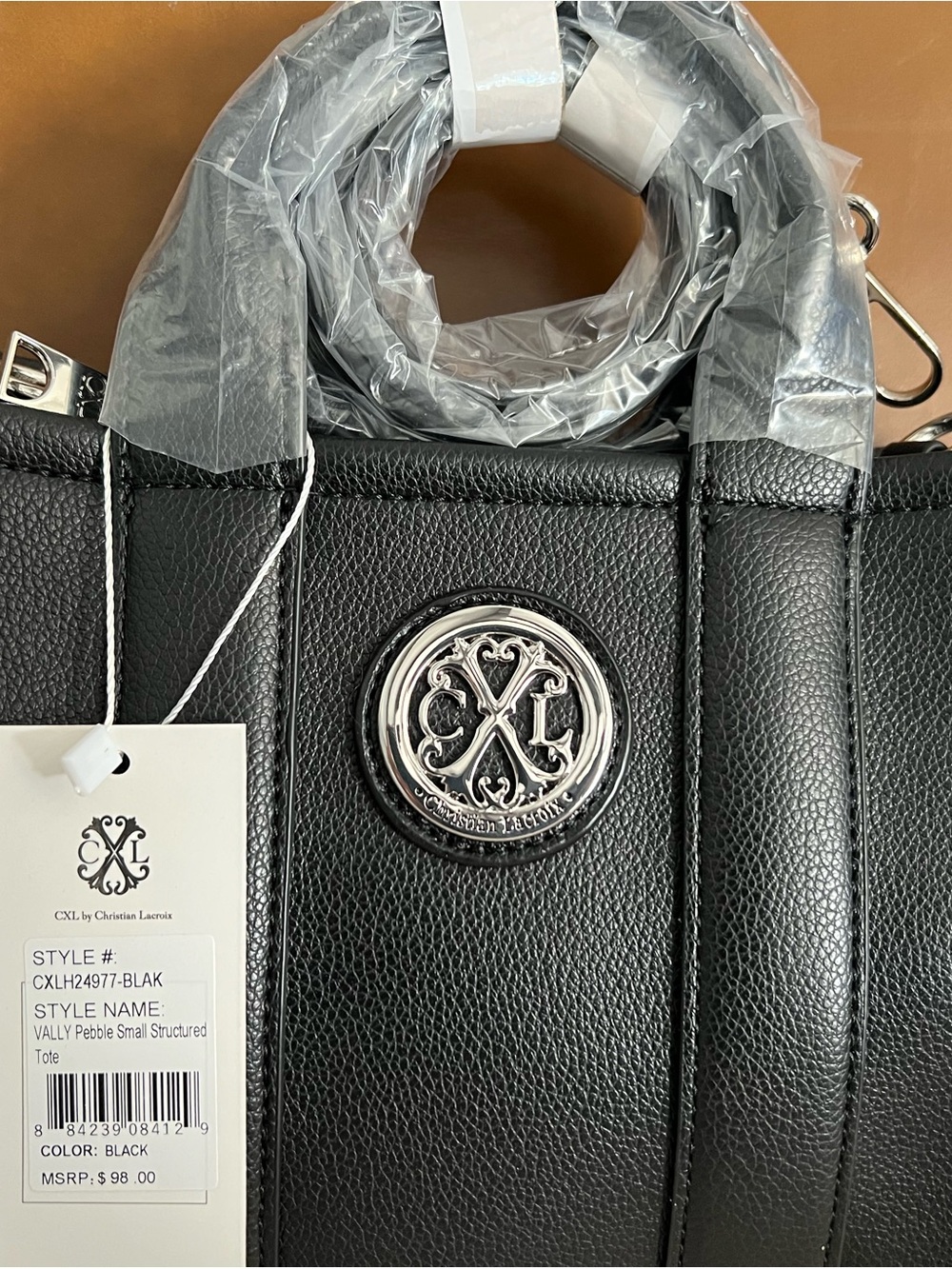 Christian Lacroix Black Pebble Small Structured Tote